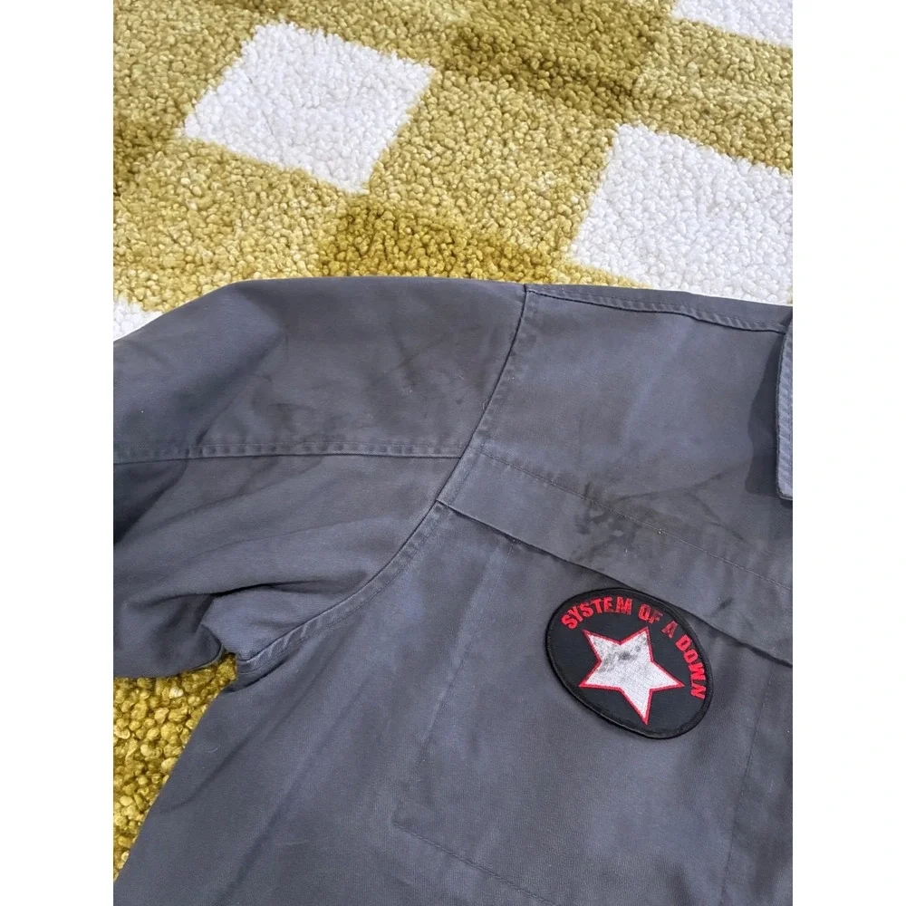 Vintage Anchor Blue Work Jacket Grey Korn System of a Down Patches Mens Large